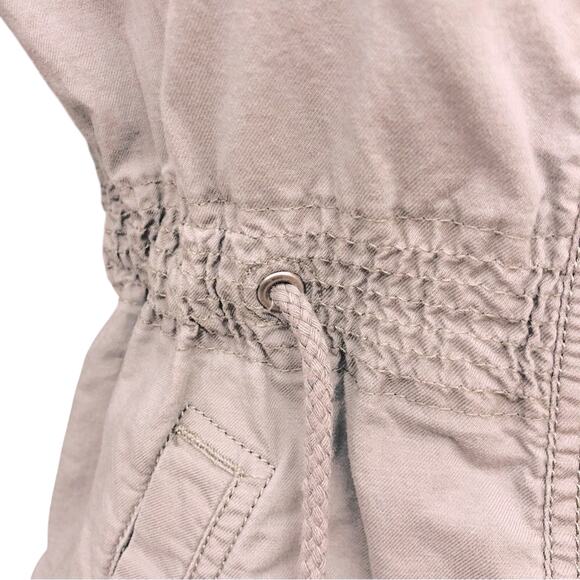 Ann Taylor Loft Gray Utility Cargo Jacket Multiple Pockets Adjustable Tie Waist - Picture 5 of 16